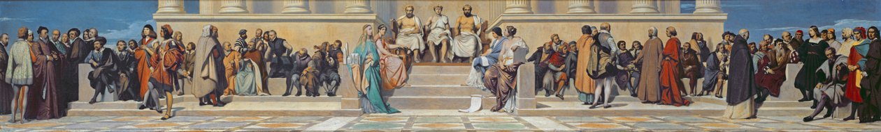 Hemicycle of the Ecole des Beaux-Arts, ca. 1836-41 (olje på papir limt på lerret) av Hippolyte Delaroche