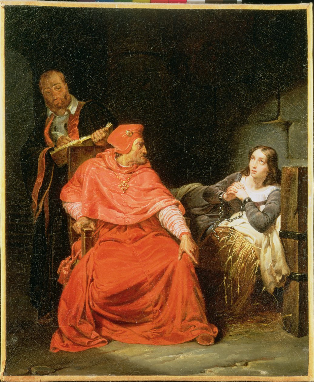Joan of Arc (1412-31) Forhørt av kardinalen av Winchester, ca. 1824 av Hippolyte Delaroche