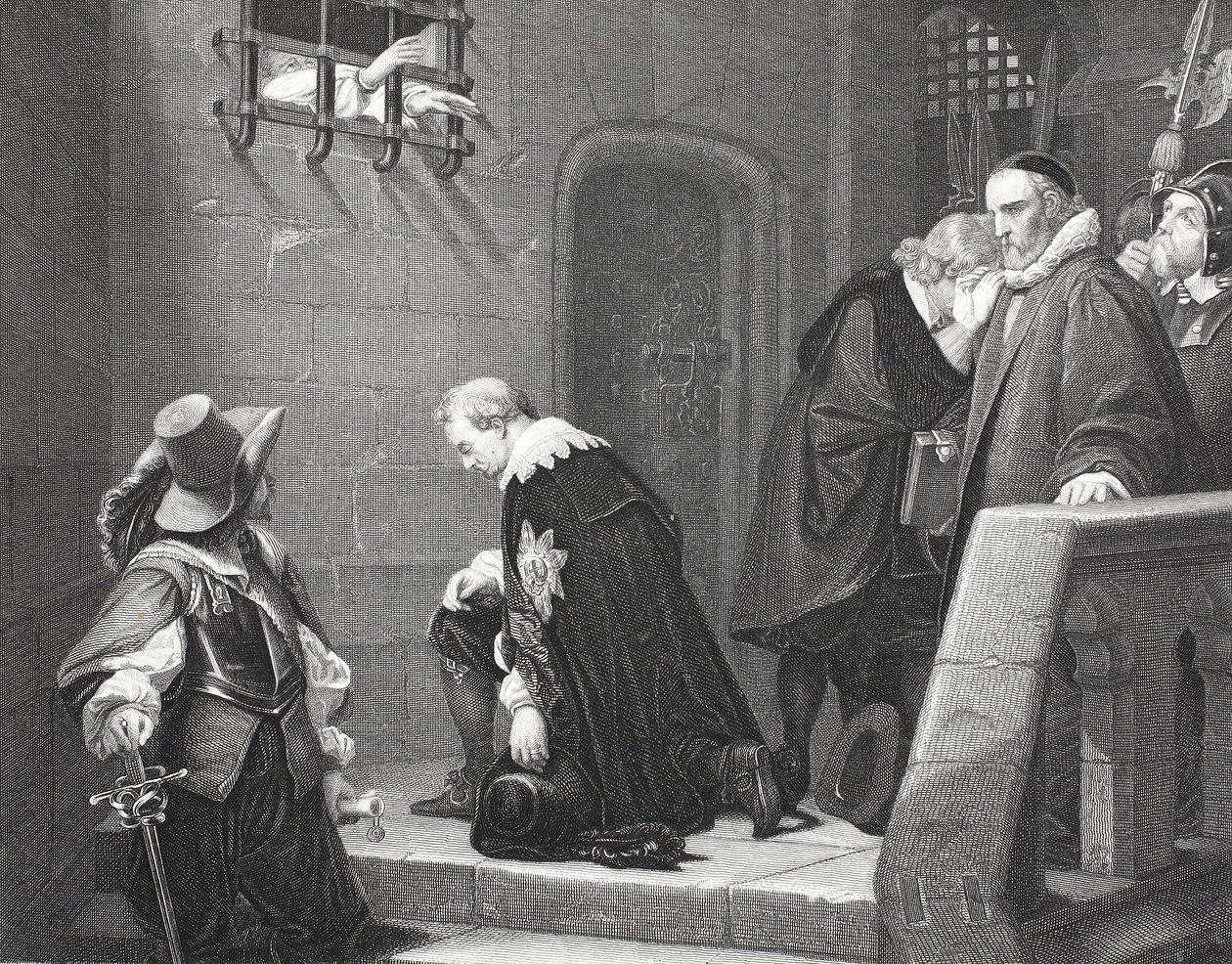 Lord Strafford på vei til henrettelse, gravert av A.H. Payne av Hippolyte Delaroche