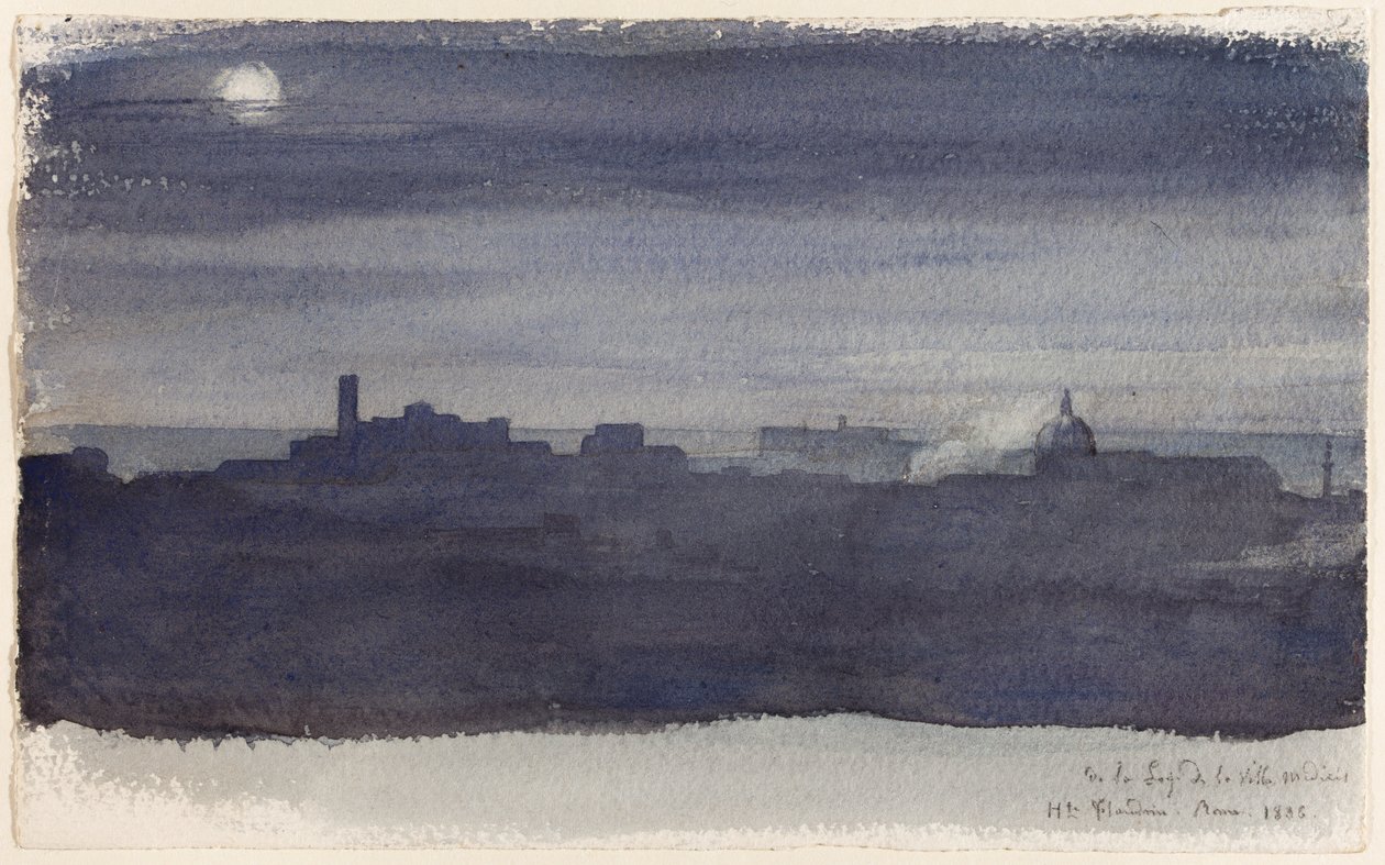 Utsikt over Roma om natten av Hippolyte Flandrin