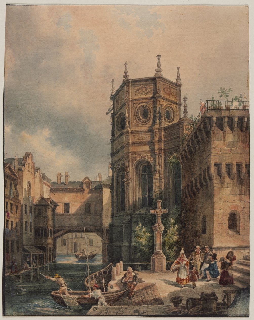 Scene på en kanal av Hippolyte Jean Baptiste Garnerey