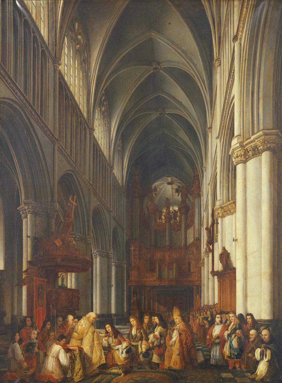 Ludvig XIVs (1638-1715) inntreden i katedralen Saint-Omer, 1839 av Hippolyte Joseph Cuvelier