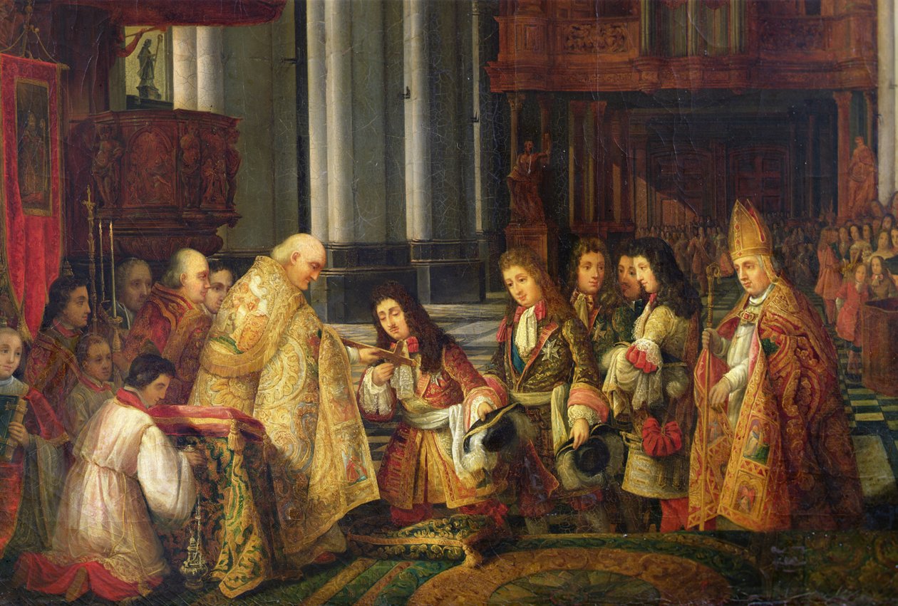 Inngangen til Ludvig XIV (1638-1715) i katedralen Saint-Omer, detalj av Hippolyte Joseph Cuvelier
