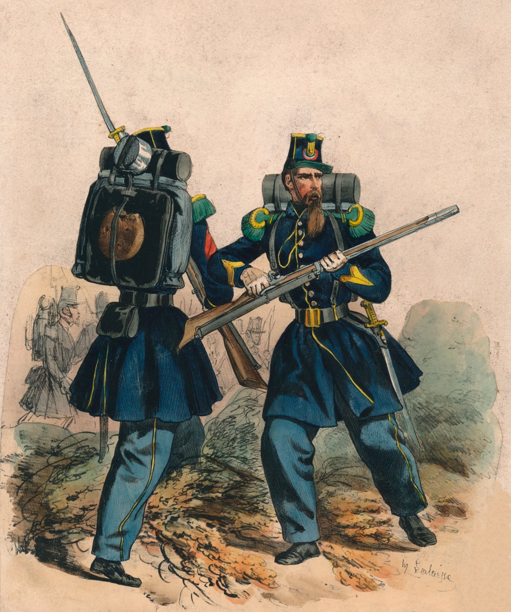 Chasseurs A Pied, midten av slutten av 1800-tallet. av Hippolyte Lalaisse