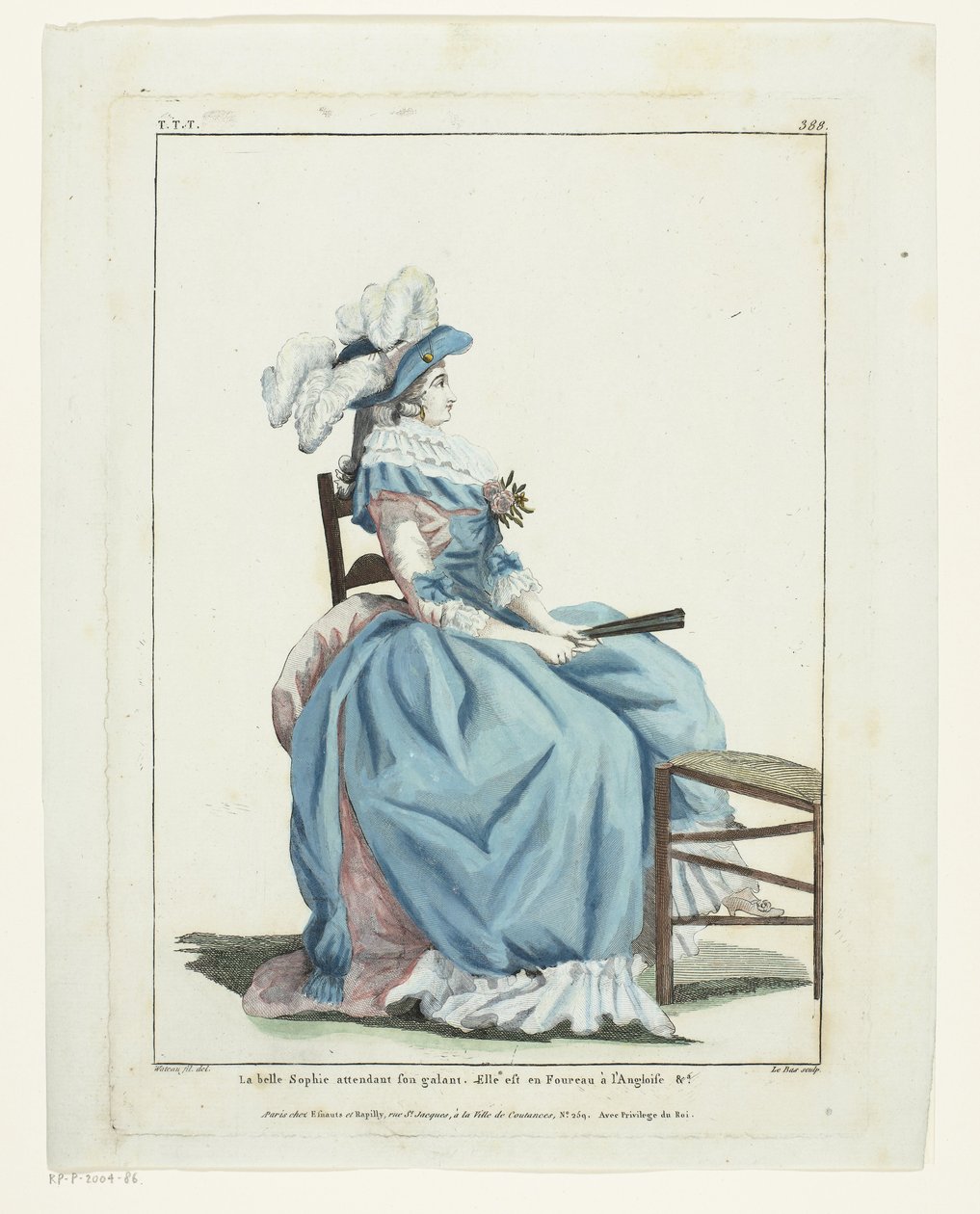 Gallery of French Fashions and Costumes 1787, TTT.388: Den vakre Sophie venter... av Hippolyte Le Bas