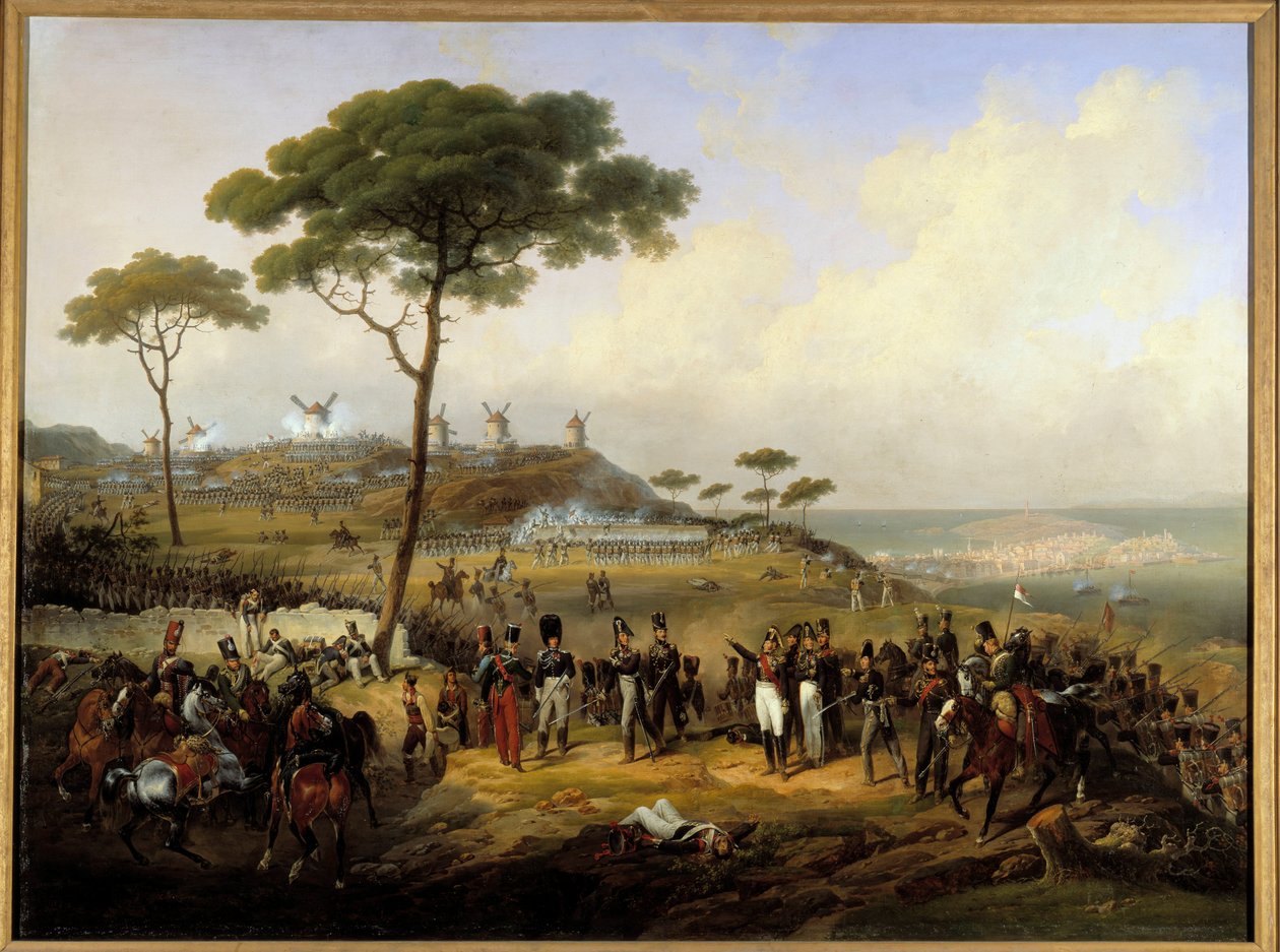 Ekspedisjon fra Spania i 1823: "" Fangst av Saint Margaritas skanse foran Coruña 5. juli av Hippolyte Lecomte