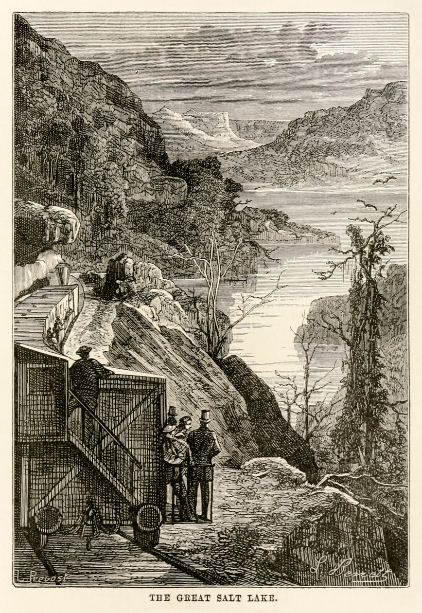 Den store saltsjøen, fra hele verden på åtti dager av Jules Verne (1828-1905) gravert av Prévost, 1873 av Hippolyte Leon after Benett