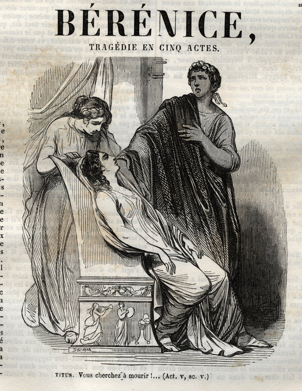 Berenice tragedie i fem akter - gravering i "" Works of Jean Racine"" illustrert av Pauquet og notis av Emile de La Bedolliere - 1851 av Hippolyte Louis Pauquet