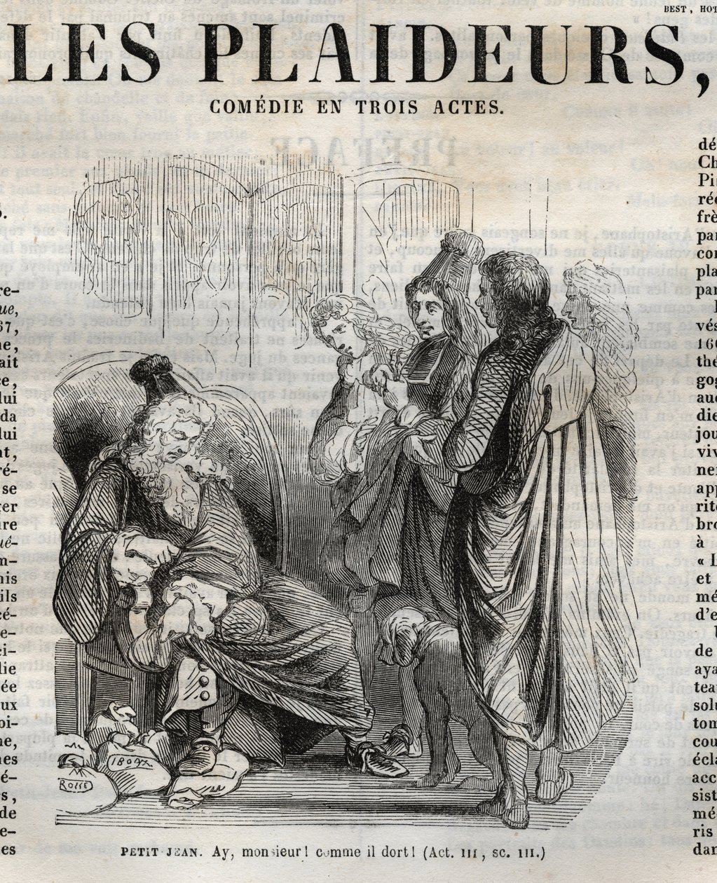 Les Plaideurs (1668) comedy in three acts - engraving in “” Works of Jean Racine”” illustrated by Pauquet and notice by Emile de La Bedolliere - 1851 av Hippolyte Louis Pauquet