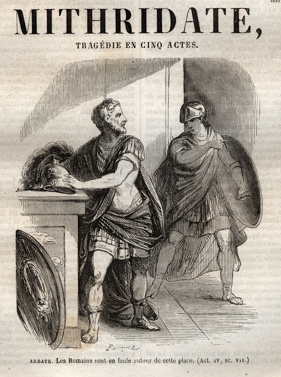 Mithridate tragedie en cinq actes de Jean Racine - engraving in “” Oeuvres de Jean Racine”” illustrated by Pauquet and notice by Emile de La Bedolliere - 1851 av Hippolyte Louis Pauquet