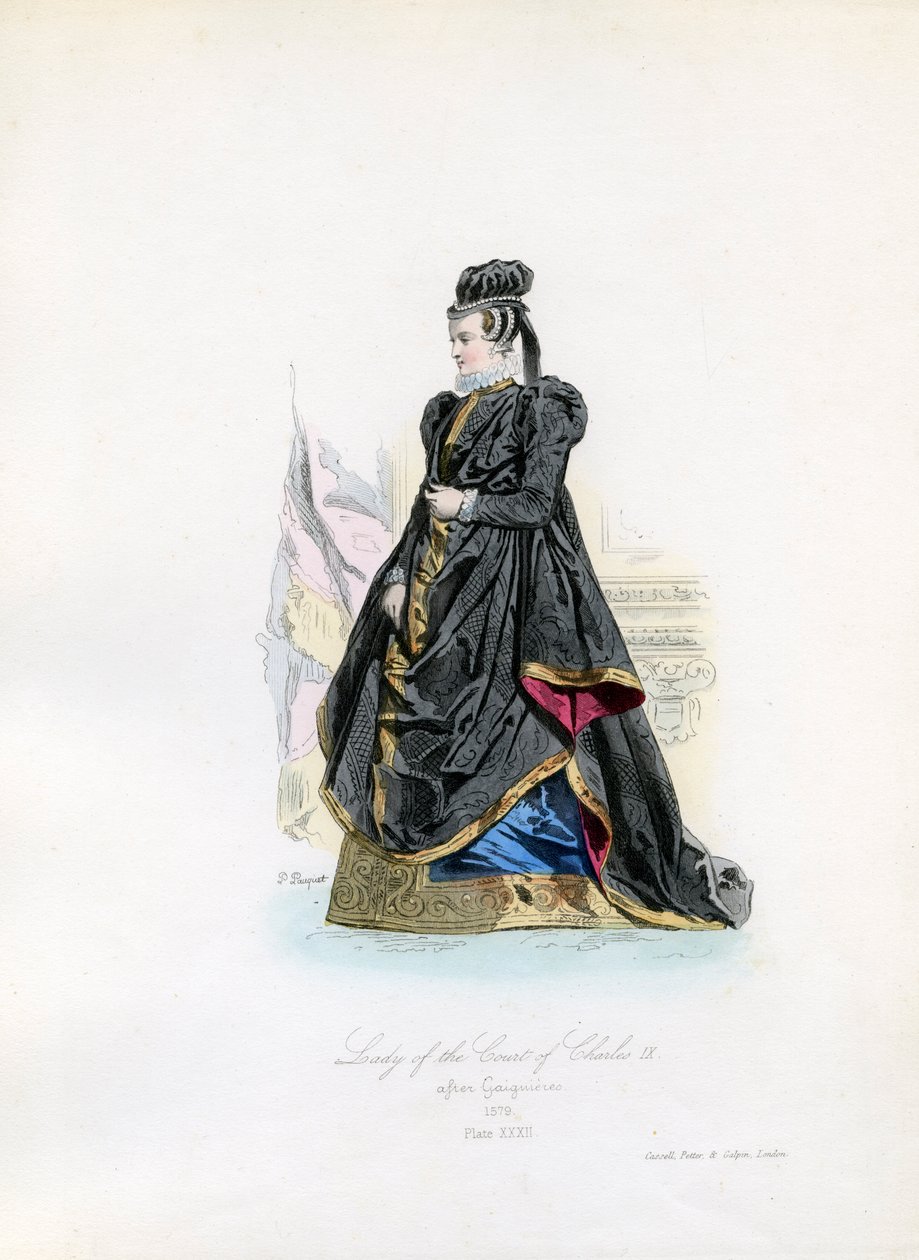 Dame ved hoffet til Charles IX av Hippolyte Louis and Polydore Pauquet