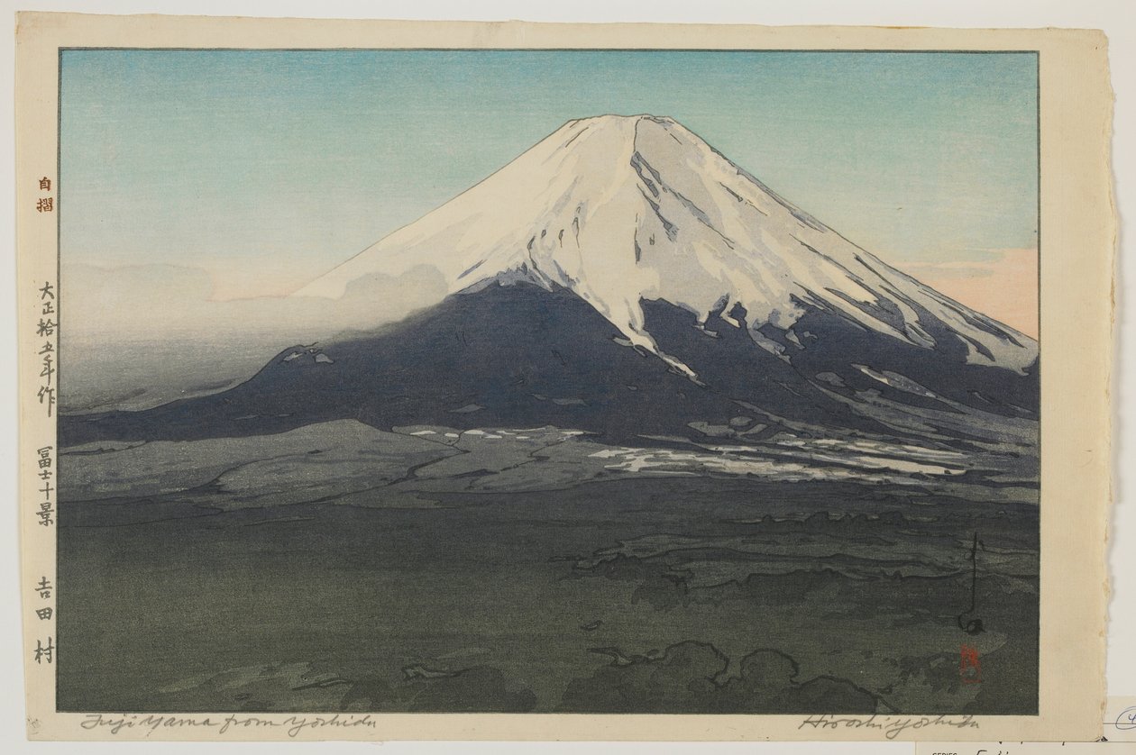 Fuji fra Yoshida, fra serien, Ten Views of Mount Fuji, Taisho-tiden av Hiroshi Yoshida