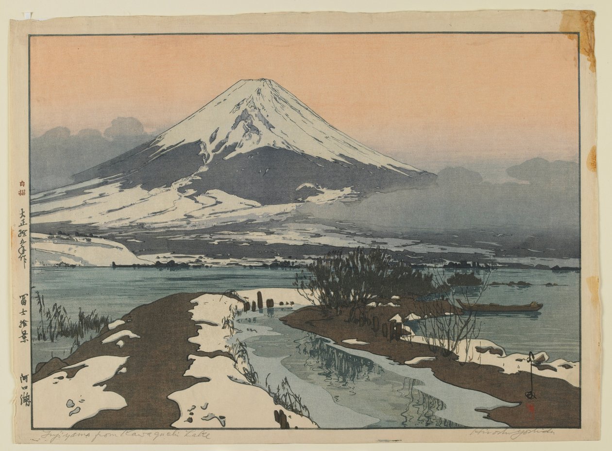 Fujiyama fra Kawaguchi Lake, fra serien Ten Views of Mount Fuji, Taisho-tiden av Hiroshi Yoshida