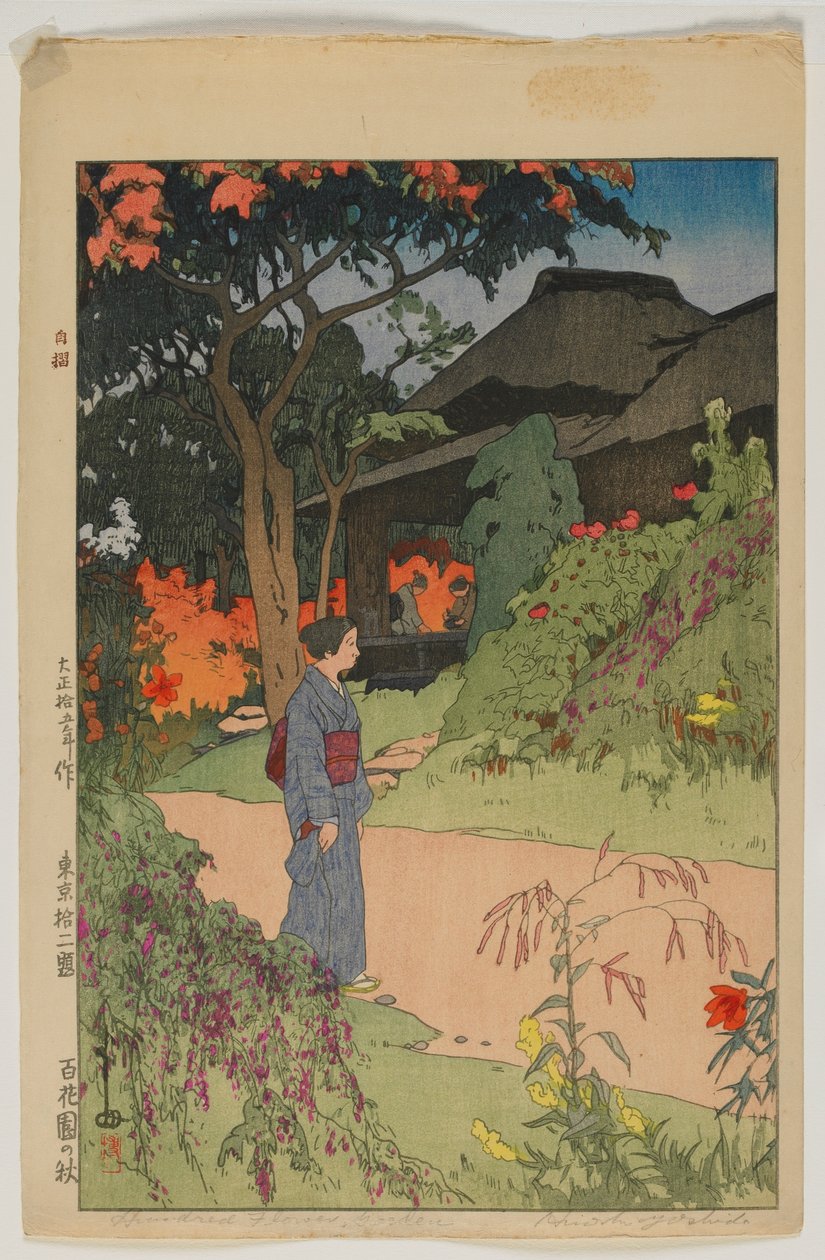 Hundred Flower Garden (Hyakkaen), fra serien, Twelve Scenes of Tokyo, Taisho-tiden av Hiroshi Yoshida