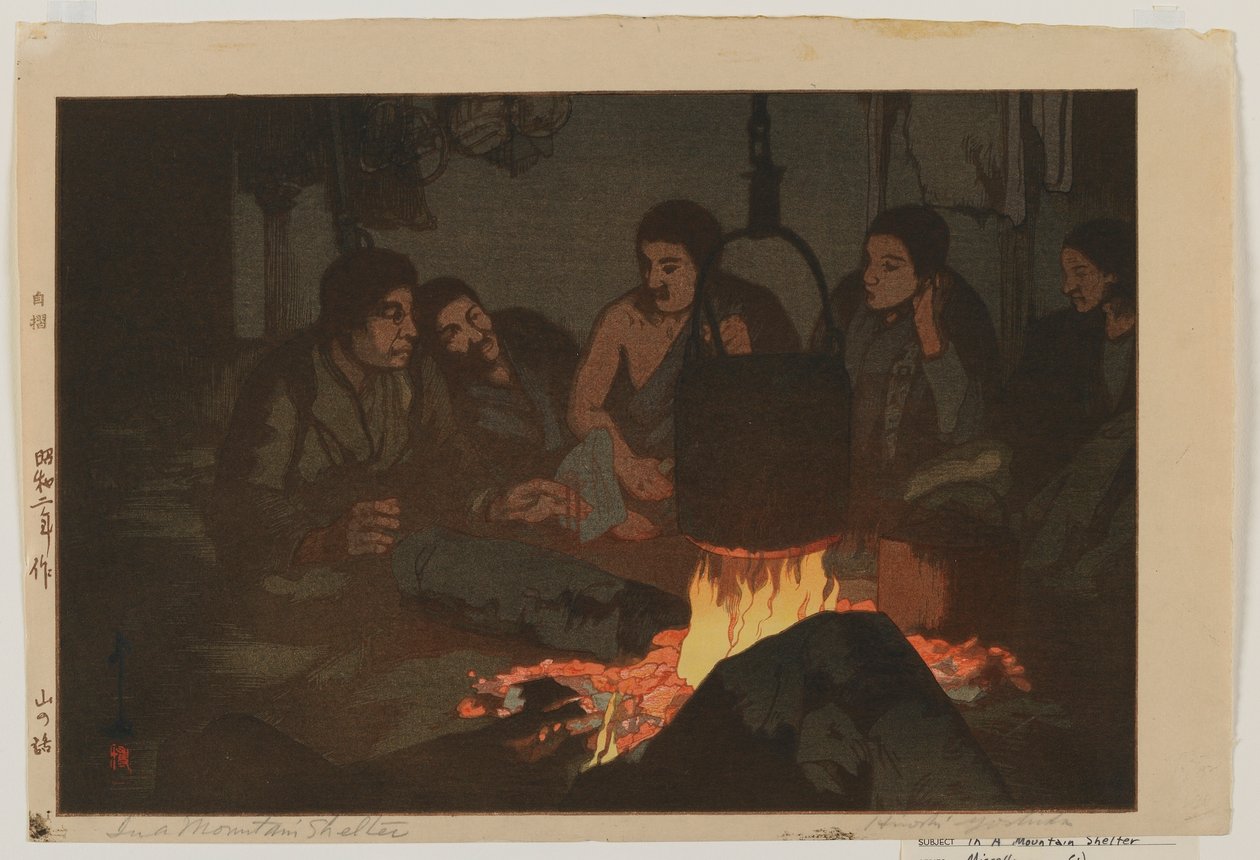 I en Mountain Shelter, Showa-æra av Hiroshi Yoshida