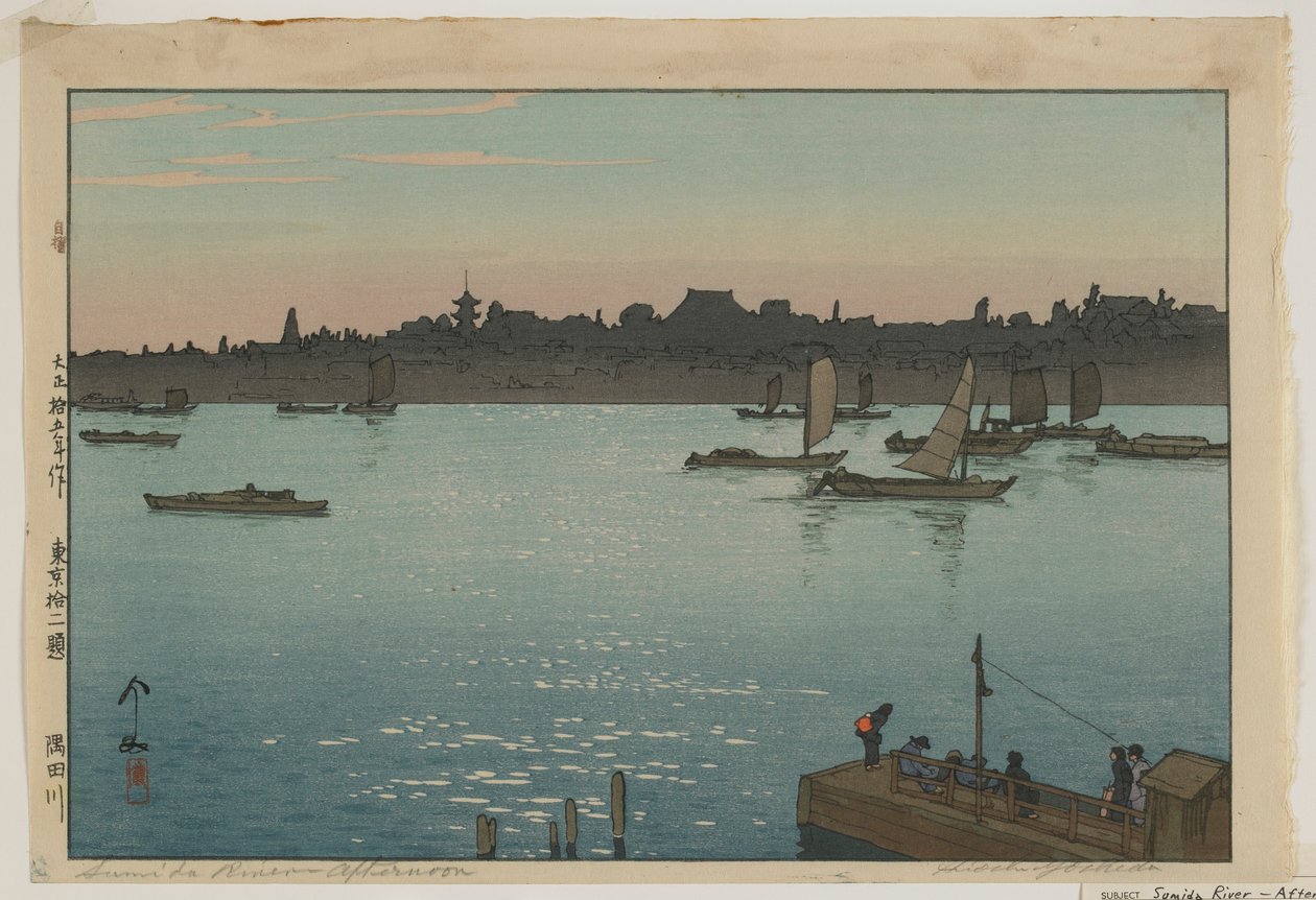 Sumida River - Afternoon, fra serien, Twelve Scenes of Tokyo, Taisho-tiden av Hiroshi Yoshida