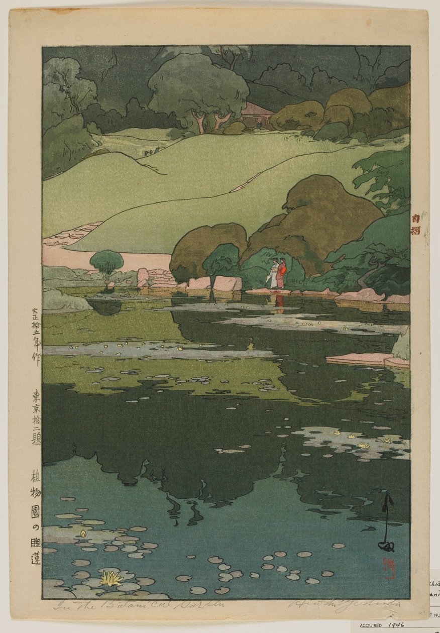 Vannliljer i den botaniske hagen, fra serien, Twelve Scenes of Tokyo, Taisho-tiden av Hiroshi Yoshida