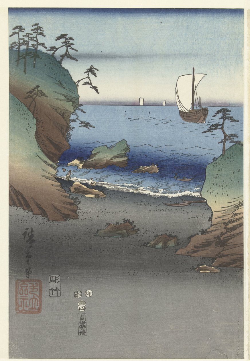 De Egante Prince Genji Tesuma Furyu Genji Suma av Hiroshige (I) , Utagawa