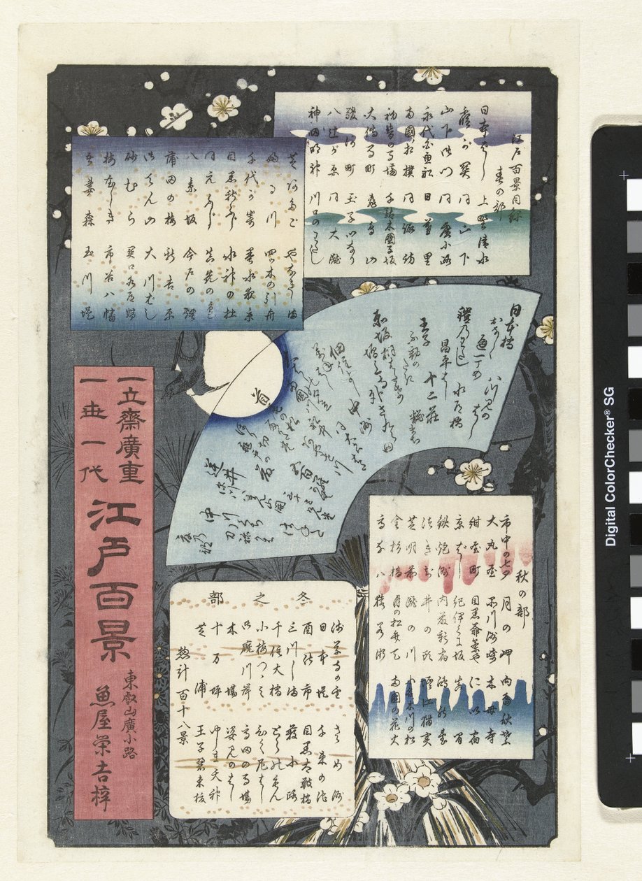 Innholdsfortegnelse for serien One Hundred Faces of Edo av Hiroshige (I) , Utagawa