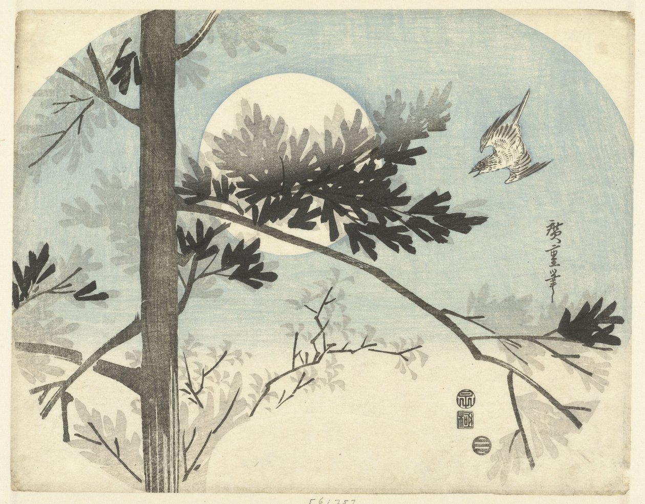 Gjøk og furutre av Hiroshige (I) , Utagawa