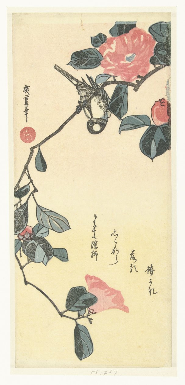Fugl og kamelia av Hiroshige (I) , Utagawa