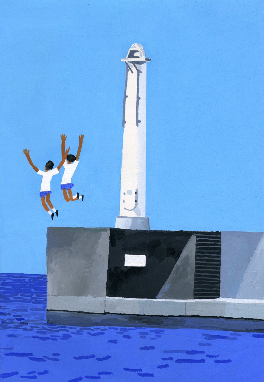 En jente som hopper ved vollen av Hiroyuki Izutsu