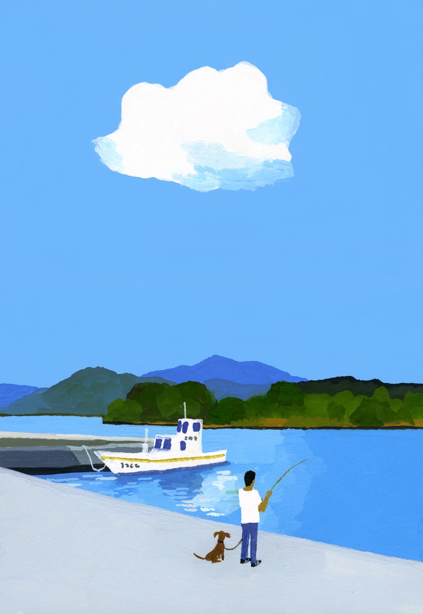 Fiske ved havna. av Hiroyuki Izutsu