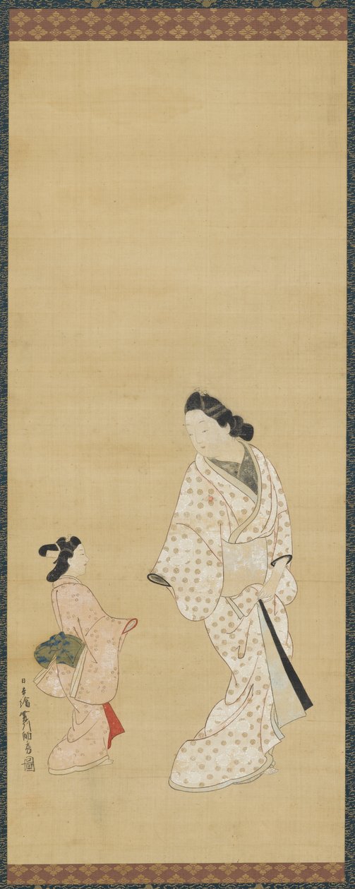Yujo og en jente, 1688-1697. av Hishikawa Morofusa