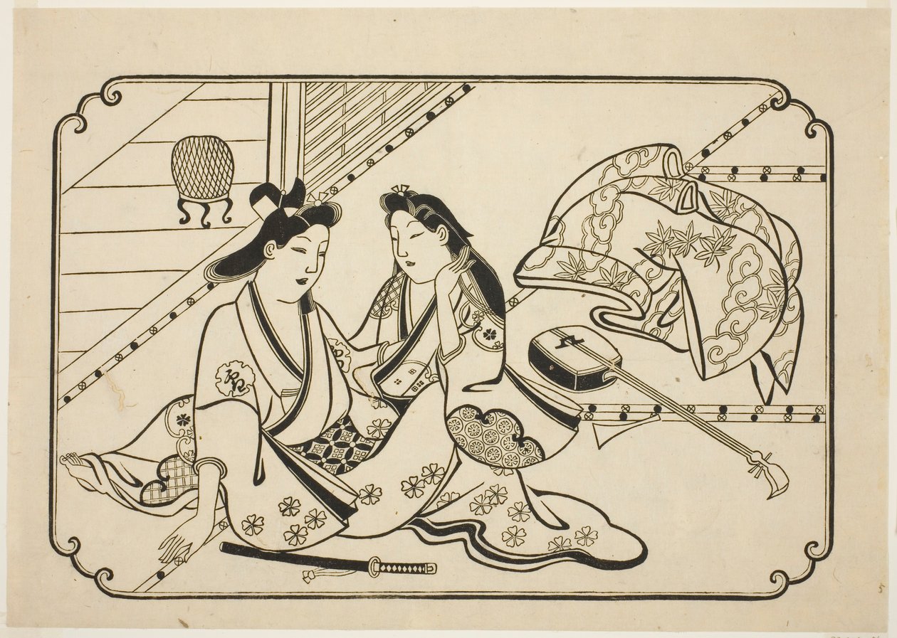 Etter litt musikk, fra en serie uten tittel på 12 erotiske trykk av Hishikawa Moronobu