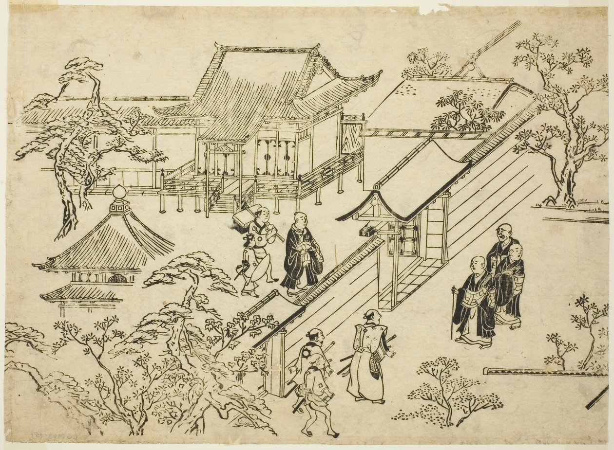 Honbo, fra serien "Scenes of Flower-viewing at Ueno (Ueno hanami no tei)" av Hishikawa Moronobu
