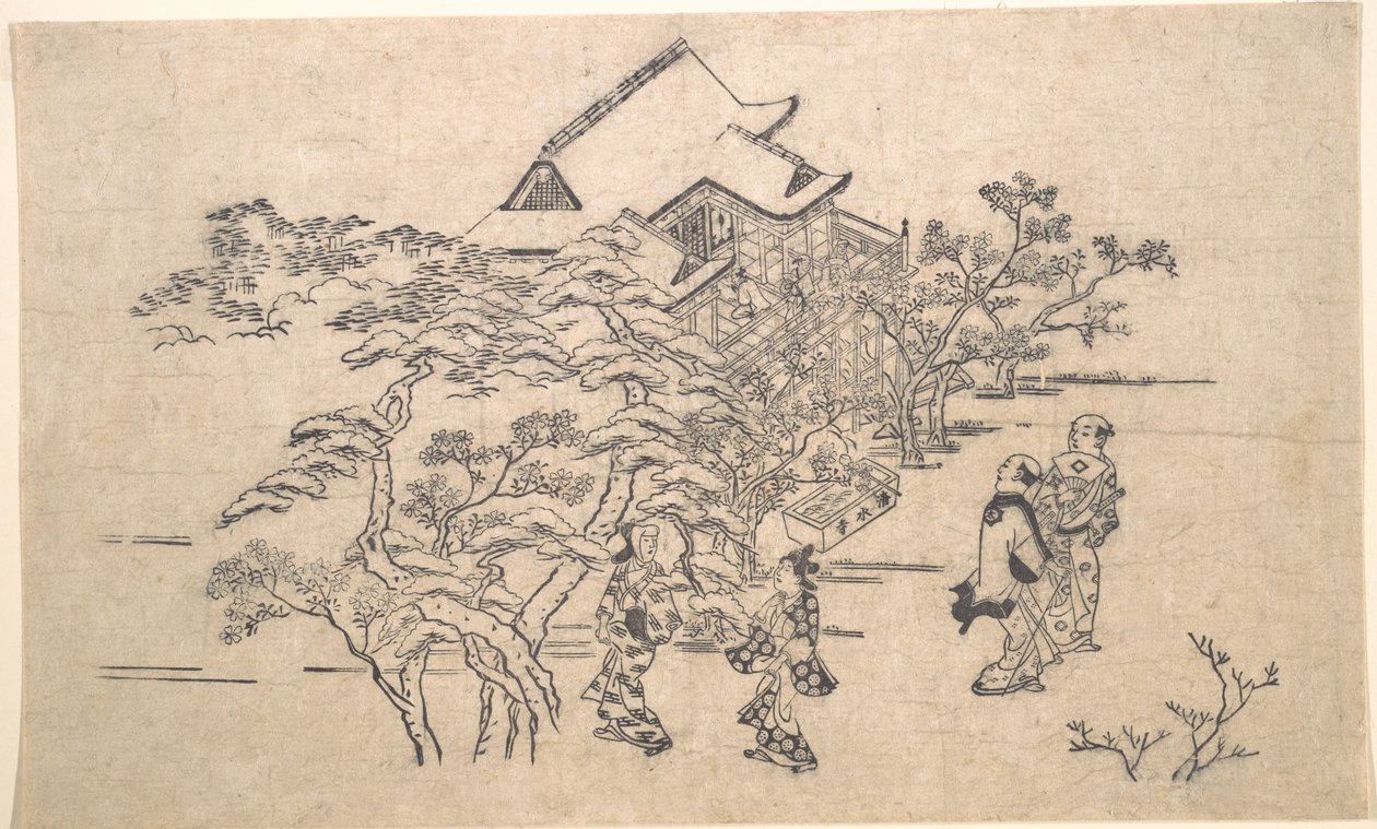 Kiyomizu-tempelet i Kyoto av Hishikawa Moronobu