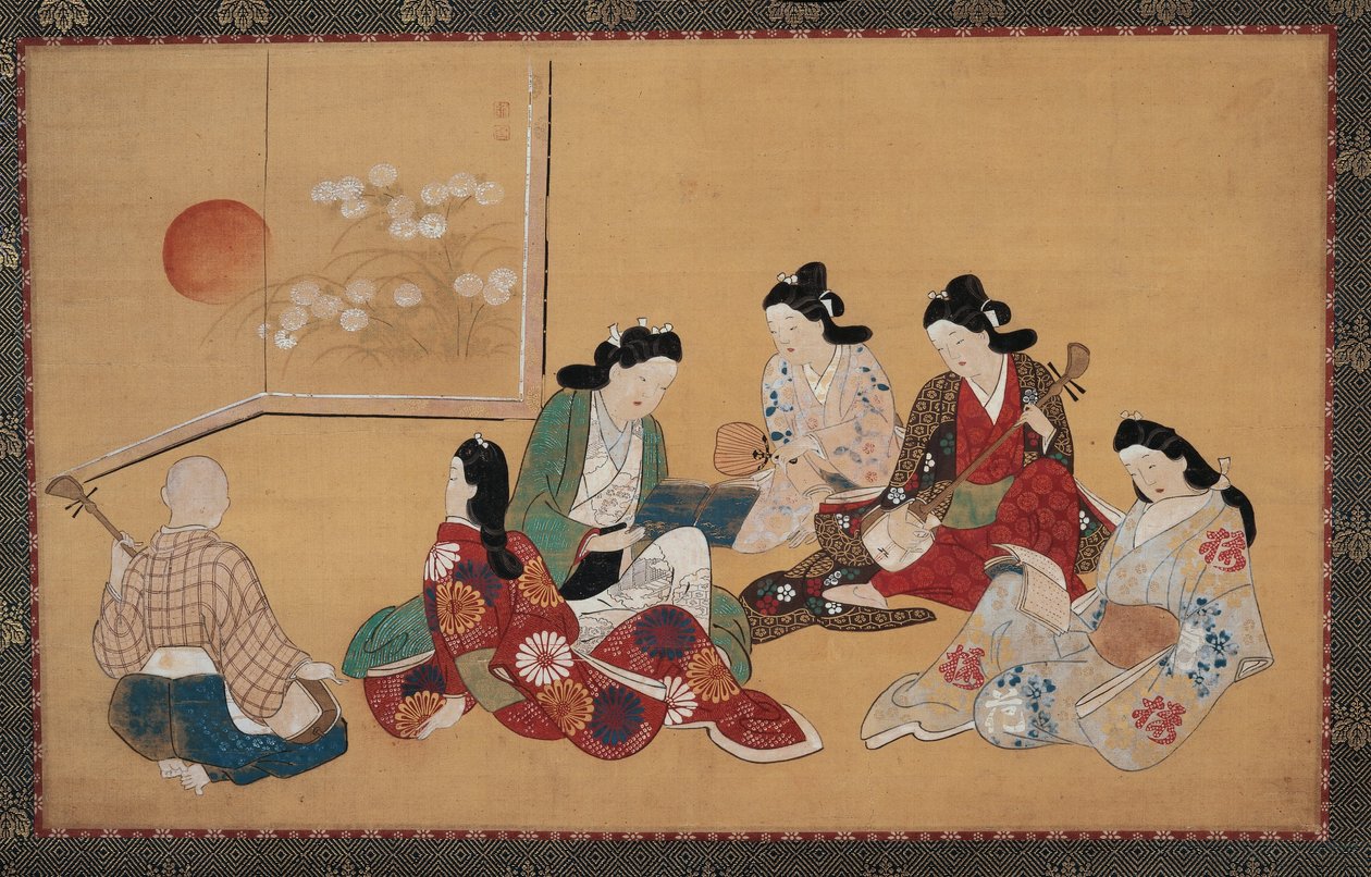 Musikalsk selskap av Hishikawa Moronobu
