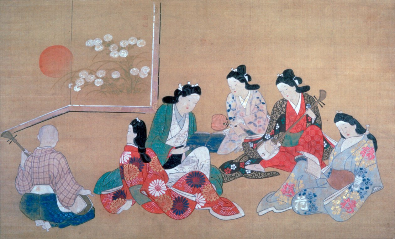 Musikalsk fest, c1690 av Hishikawa Moronobu