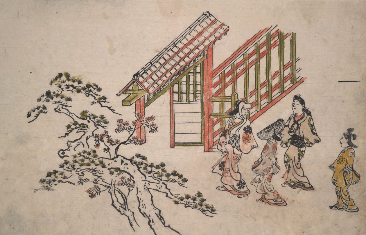 Nær den nye Yoshiwara-porten av Hishikawa Moronobu