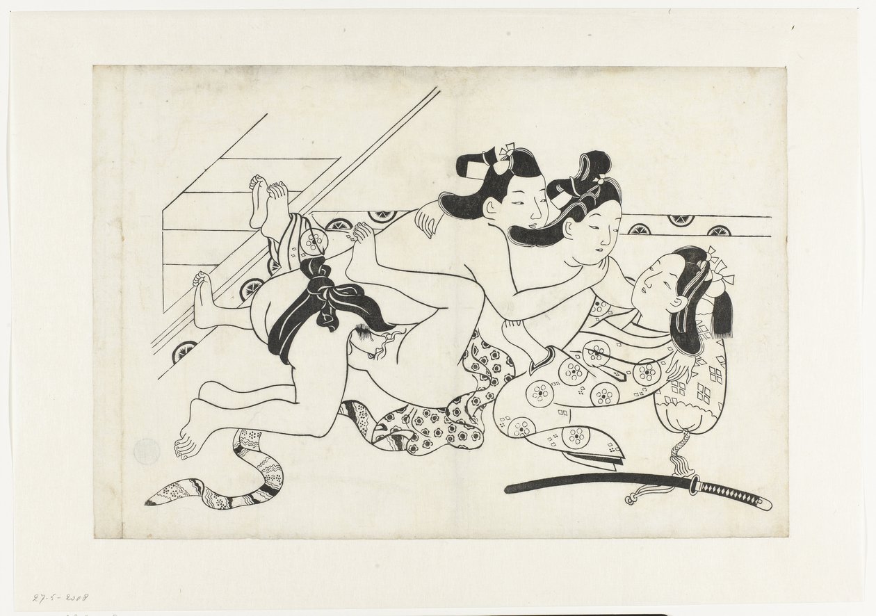 Erotisk show av Hishikawa Moroshige (attributed to)