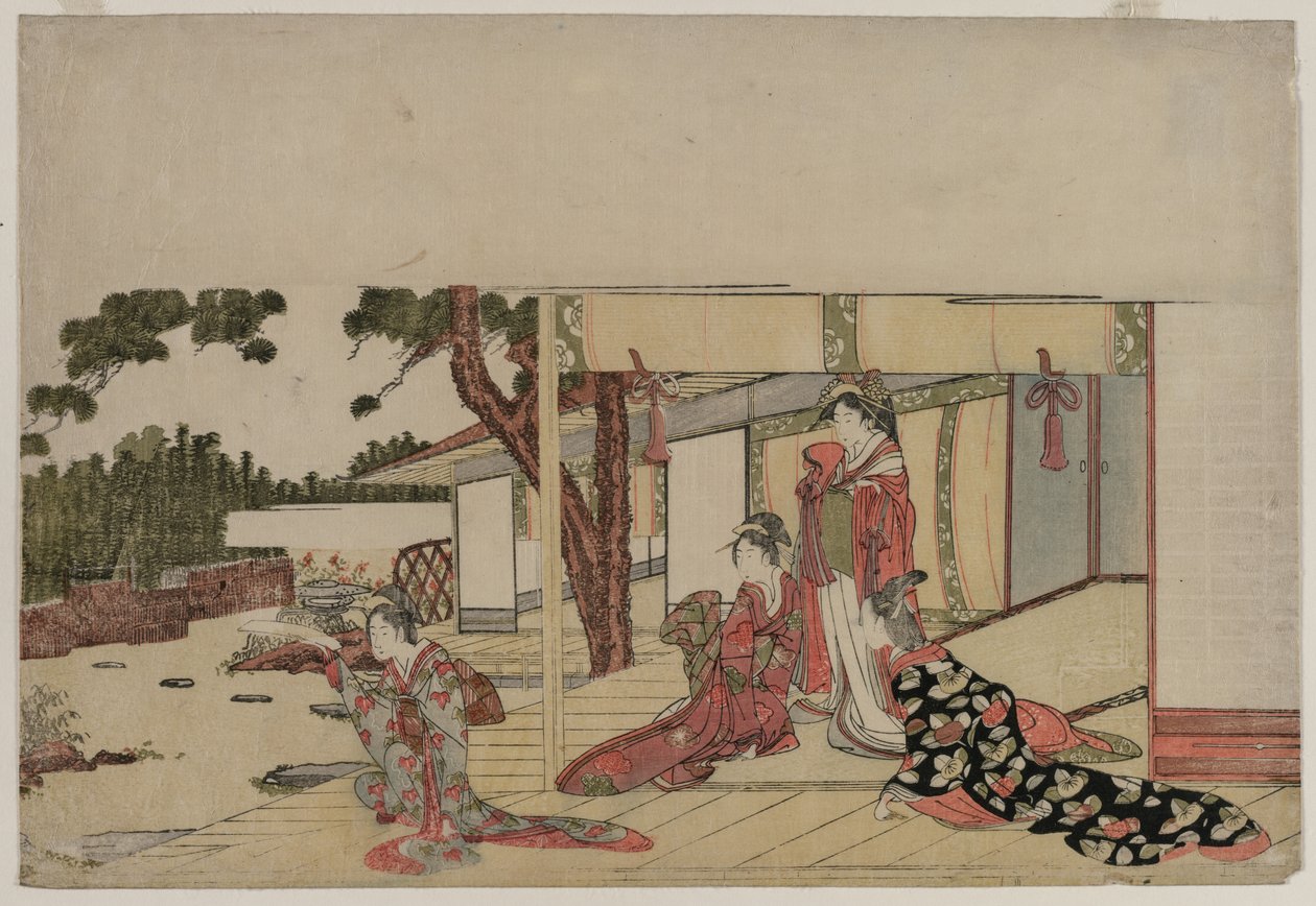 Kvinner på en veranda av Hishikawa Sori III