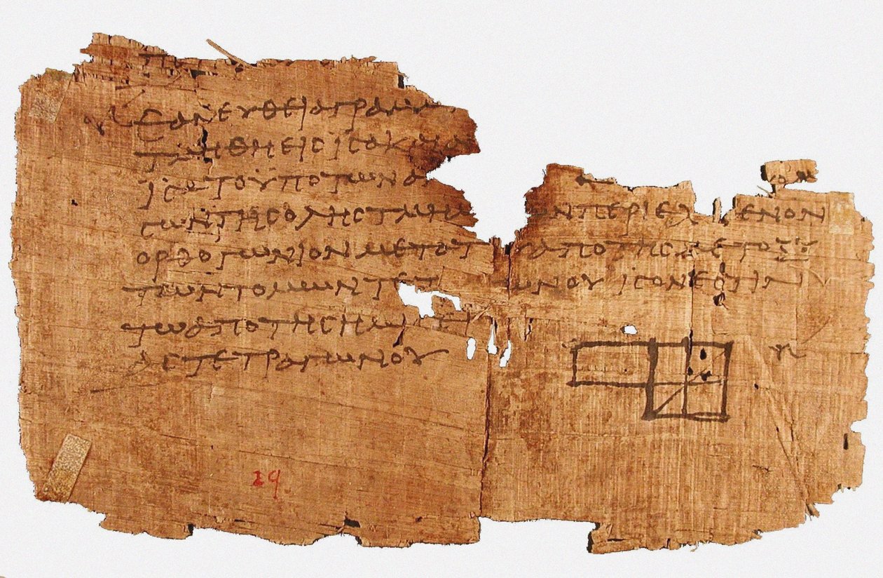Papyrus Oxyrhynchus 29, med et fragment av Euklids elementer, mellom 75 og 125 e.Kr. av Historic Object.