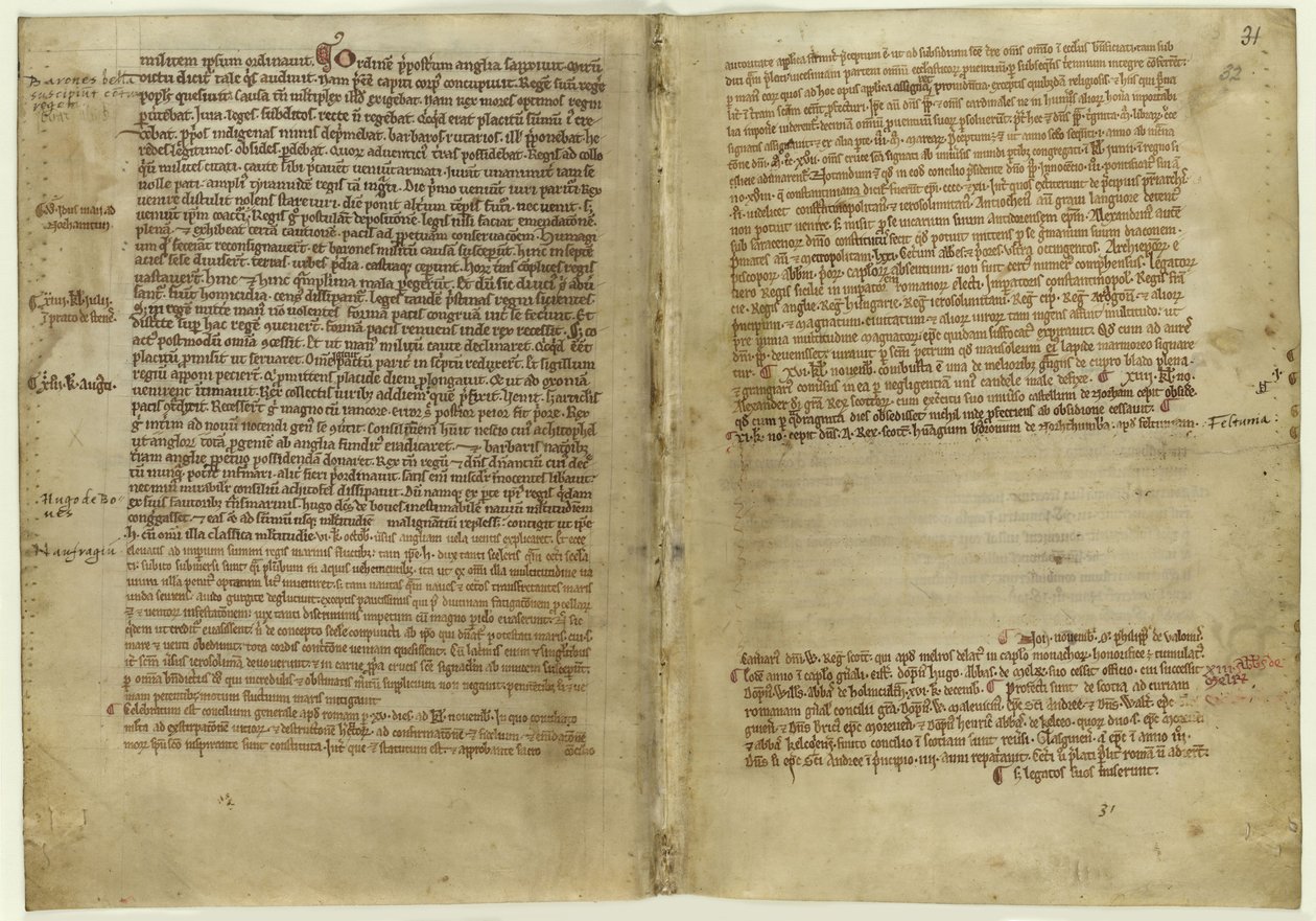 Versberetning om Magna Carta i Chronicle of Melrose Abbey, 1270-tallet av Historical Document