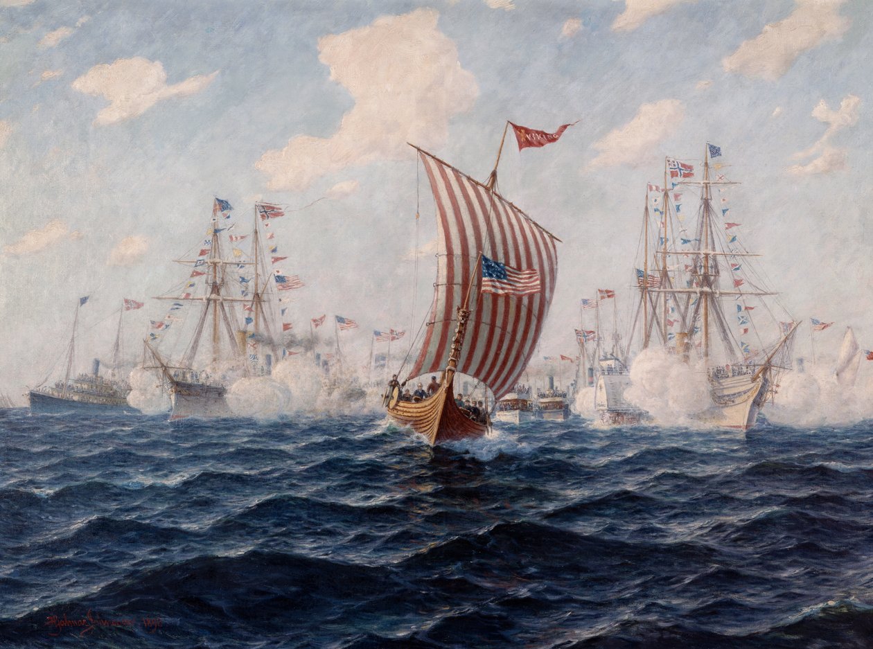 Båten Viking ankommer Chicago etter å ha krysset Atlanterhavet av Hjalmar Johansen