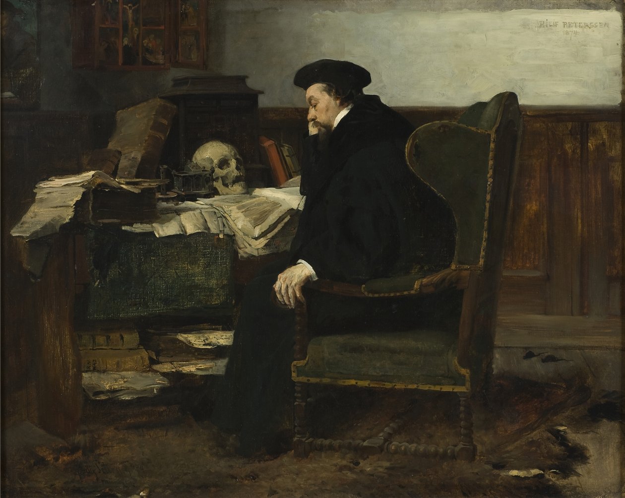 Absorbert i hans studier, 1874 av Hjalmer Eilif Emanuel Peterssen