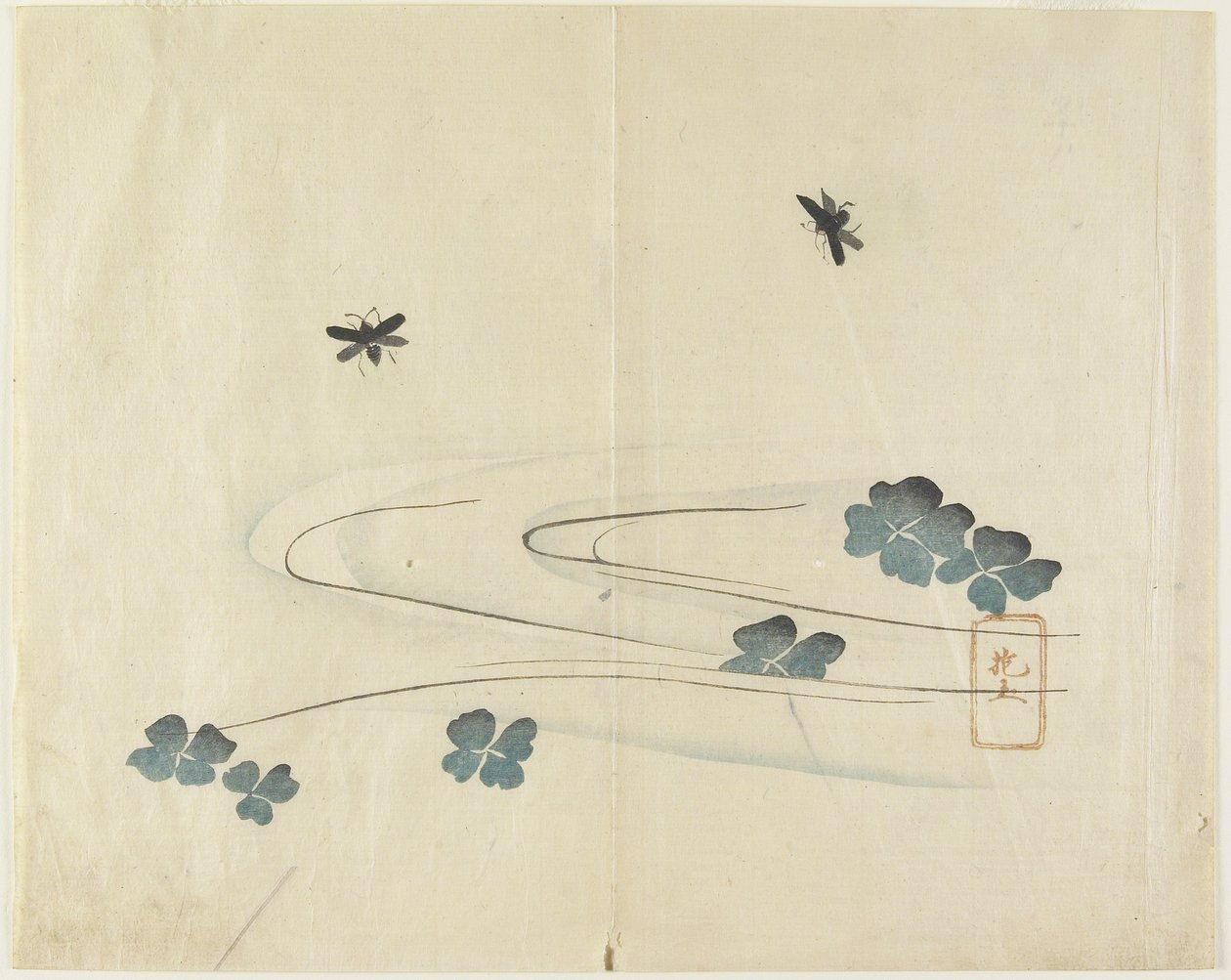 (Insekter som flyr over vann), ca. 1830 av Hogyoku