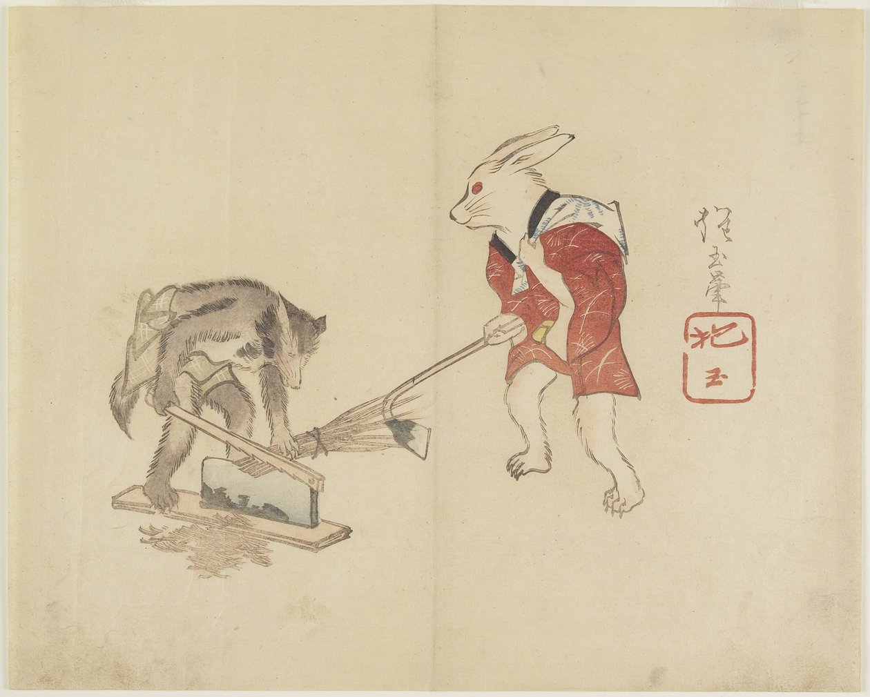 (Hakkehalm for kanin og vaskebjørn), ca. 1830 av Hogyoku