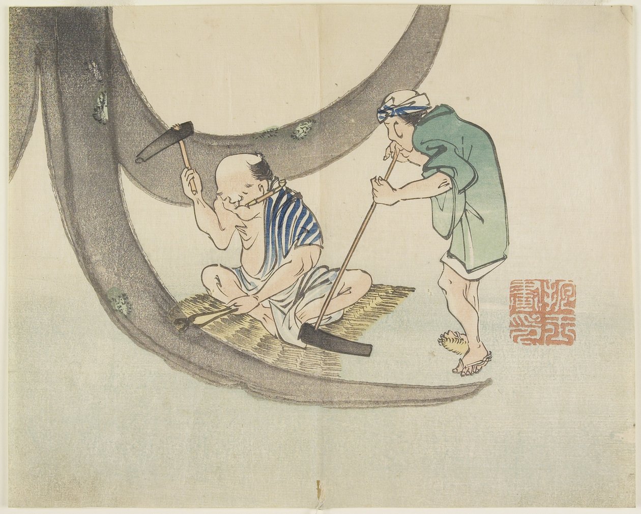(Reparere båter), ca. 1830 av Hogyoku