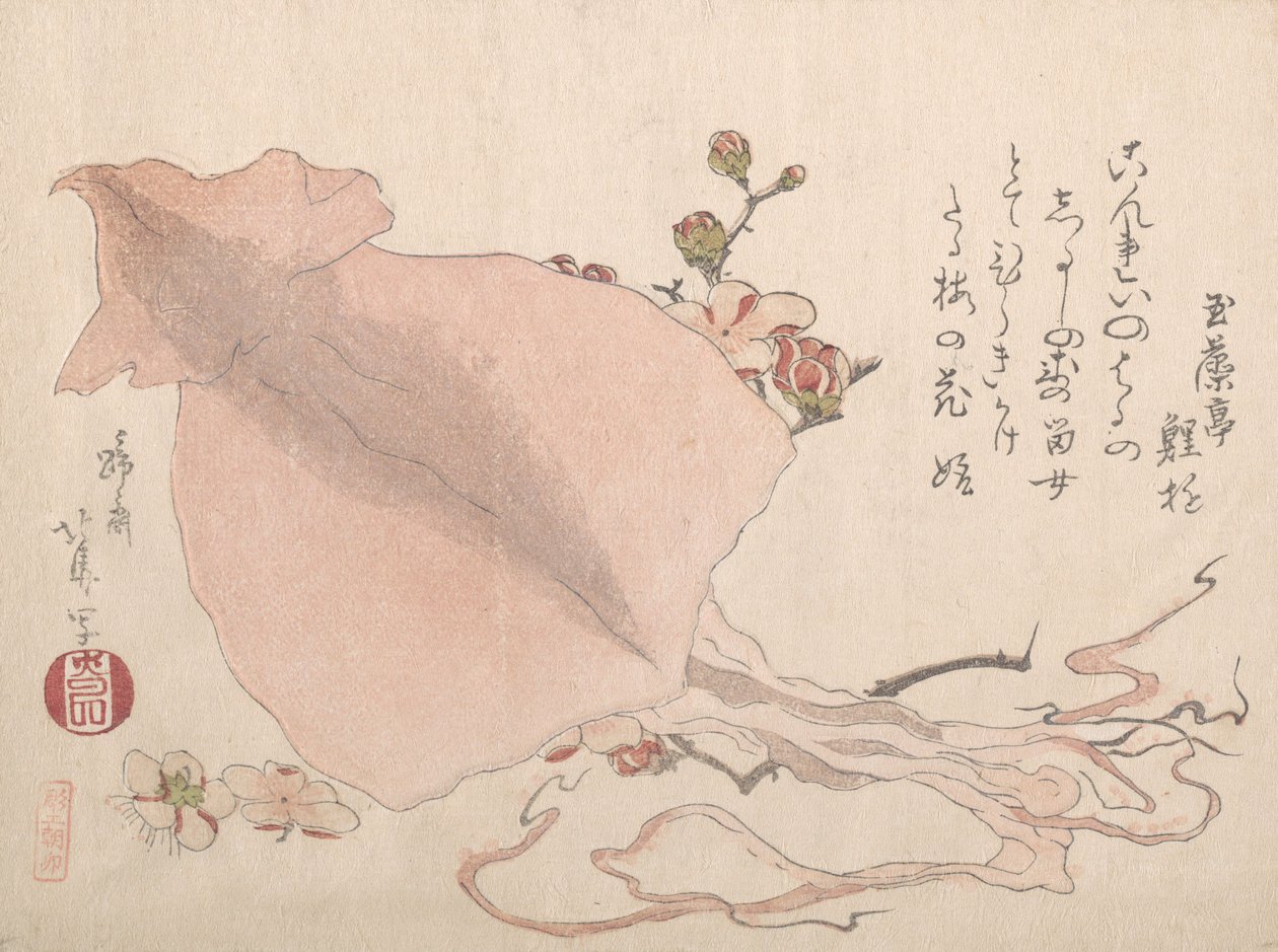 Tørket blekksprut- og plommeblomster, tidlig på 1800-tallet av Hokuba