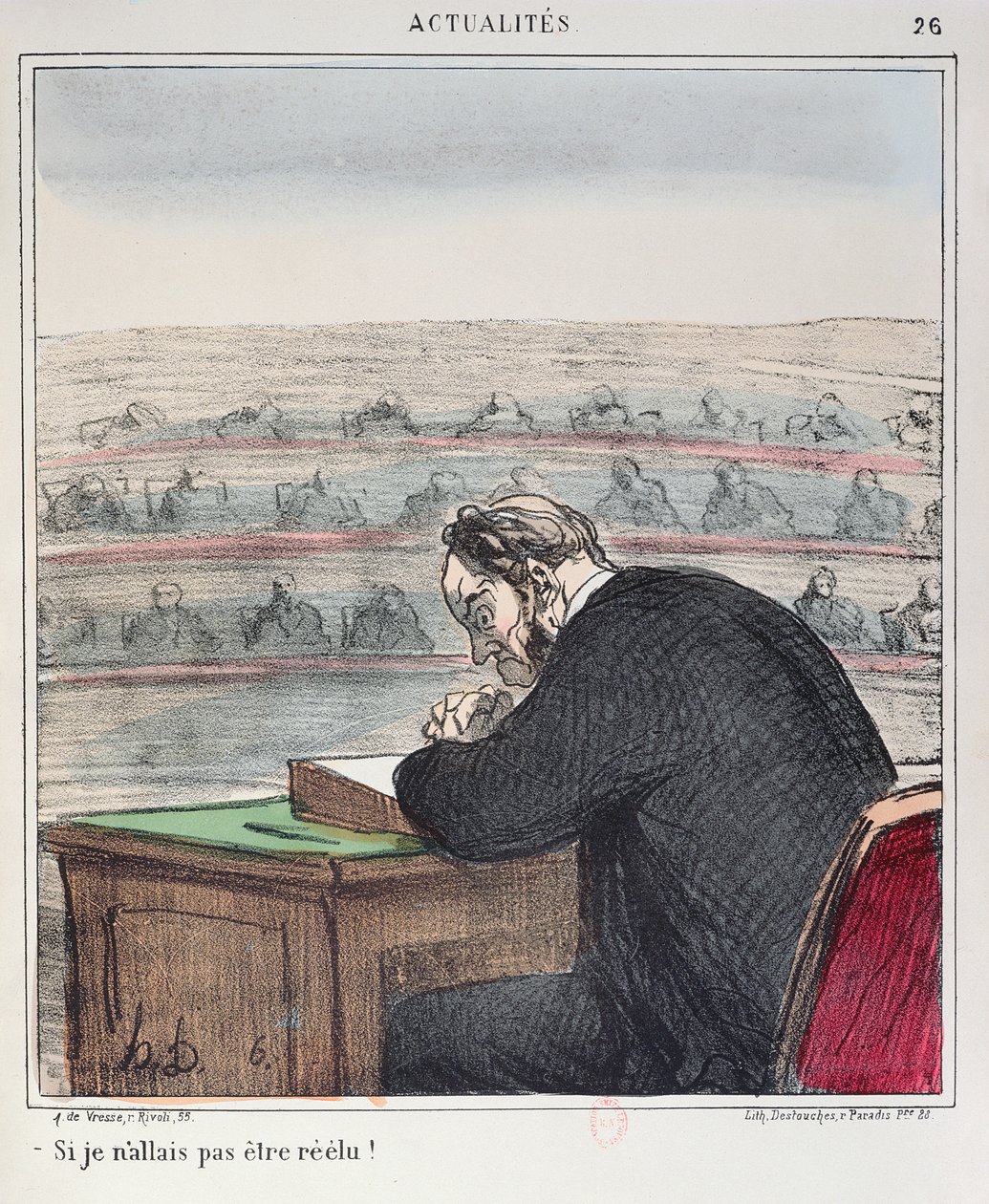 Karikatur av en stedfortreder ved forsamlingen, ca. 1850 av Honoré Daumier