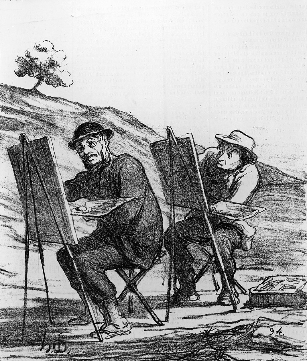 Landskapsmalere med tegneserier, fra magasinet Charivari, 12. mai, 1865 av Honoré Daumier