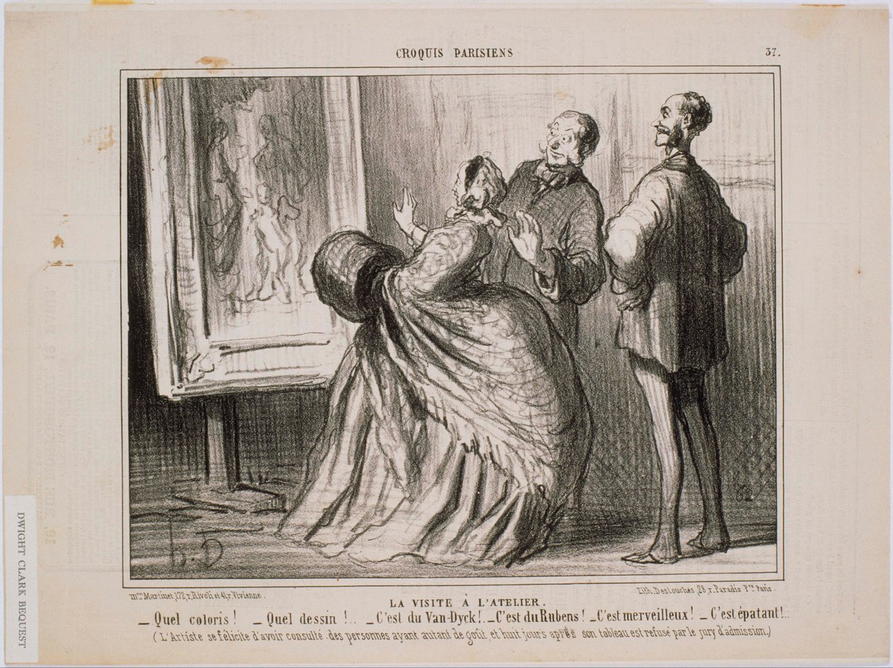 Parisisk skisse- Besøket på verkstedet- For en skisse! For en tegning! Dette er Van Dyck av Honoré Daumier