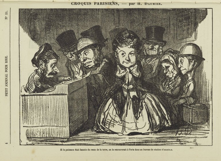Hvis tålmodigheten hadde forsvunnet over hele verden, ville man sikkert finne den igjen på en busstasjon i Paris av Honoré Daumier