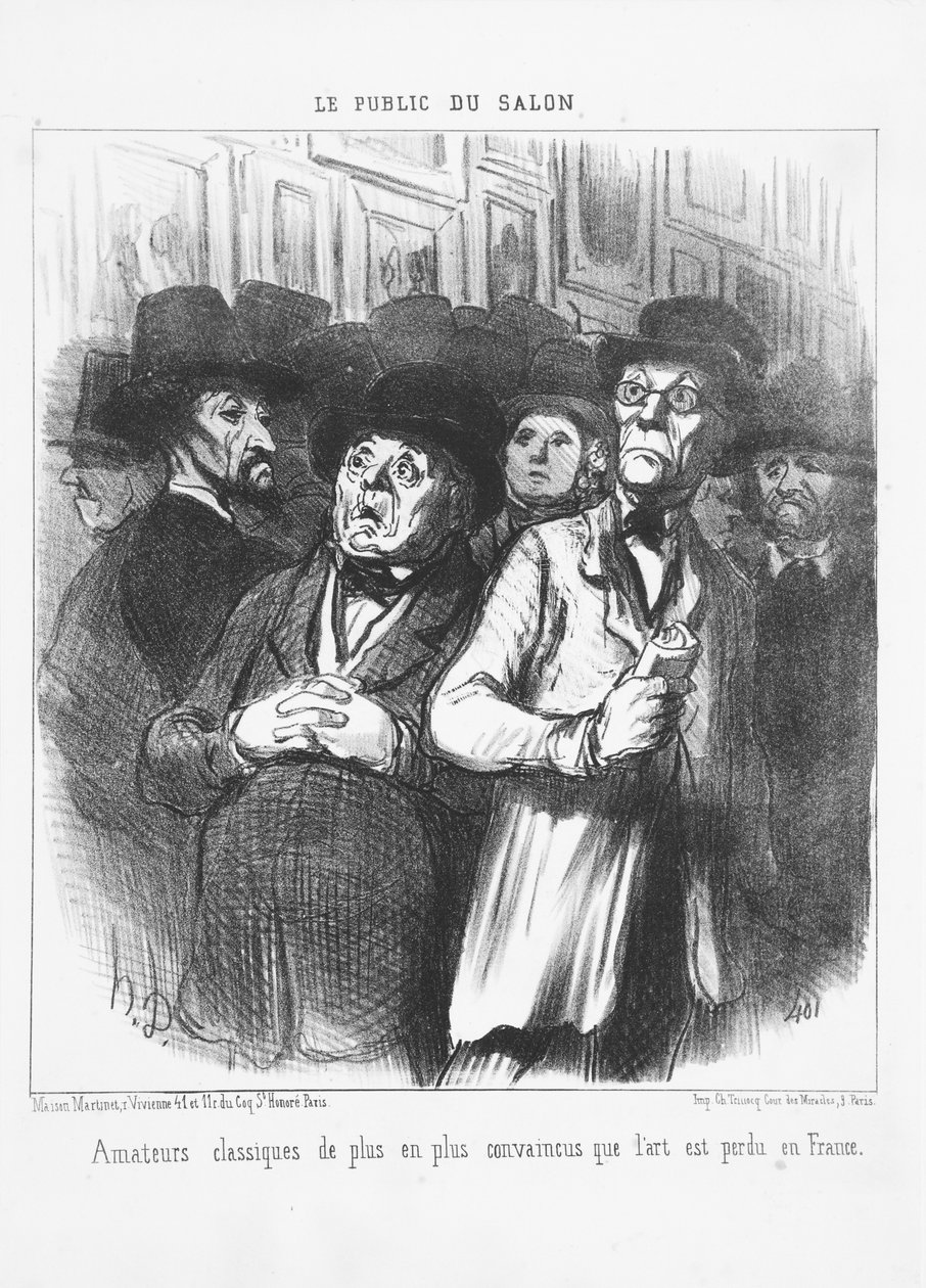 Elskere av klassisk kunst ble mer og mer overbevist om at kunst er tapt i Frankrike, 1852 av Honoré Daumier