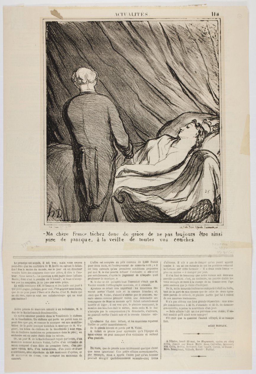 Min kjære Frankrike, prøv å være nådig så du ikke alltid får panikk som dette, på tampen av all fødselen din, 1870 av Honoré Daumier